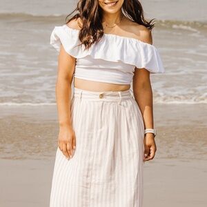 Slim Fit Ruffle Sleeve Off the Shoulder
Linen Blouse A New Day White Small
